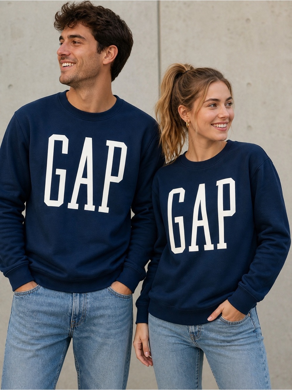 GAP Navy Logo Sweatshirt Large Classic Crewneck Cozy Casual - Picture 5 of 14